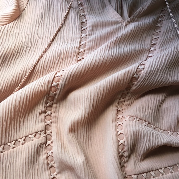 Revolve sheer chiffon blouse long sleeve blush - Picture 7 of 8